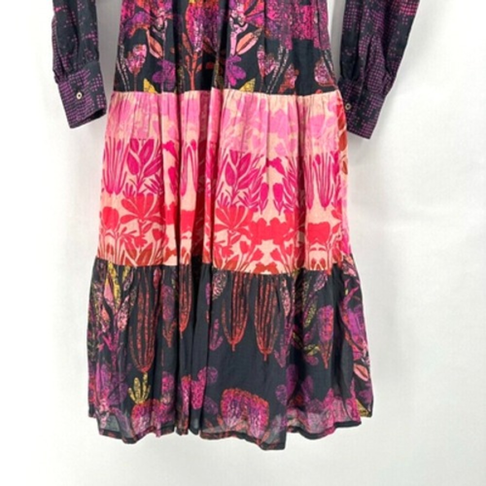 Roopa Pemmaraju Calla‎ Tiered Maxi Dress Size XS Floral Long Sleeve Boho Cottage - Picture 4 of 11
